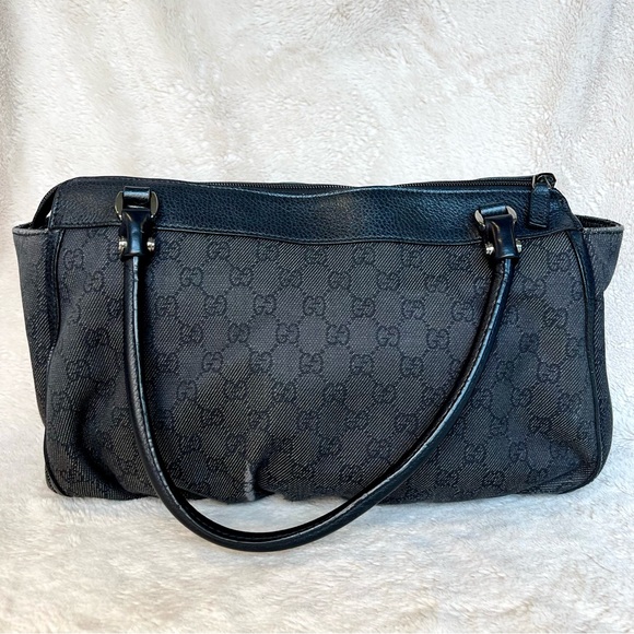 Gucci Abbey Black Denim Canvas Satchel Shoulder Bag - Picture 5 of 17